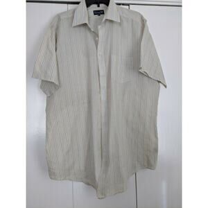 Botany 500 Casual Wear Men's Blue Tan White Stripe Button Dress Shirt 16 1/2